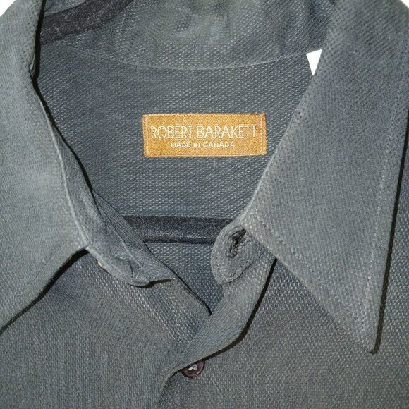 MENS ROBERT BARAKETT TEXTURED BLACK BUTTON DOWN, LONG SLEEVE, XL - Picture 2 of 4